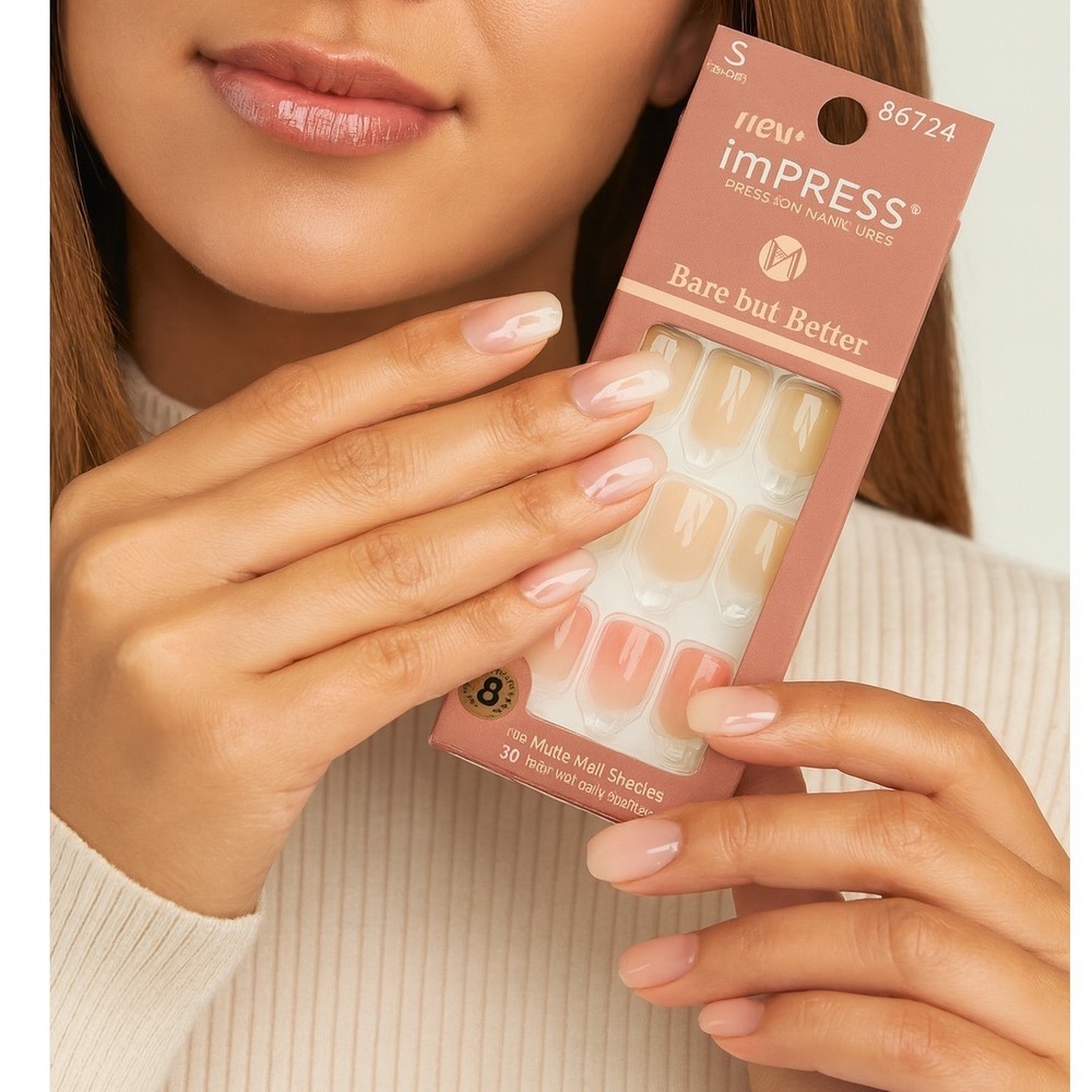 NEW imPRESS‎ Bare but Better Short Press On Manicure 30 Nails Career 97-26